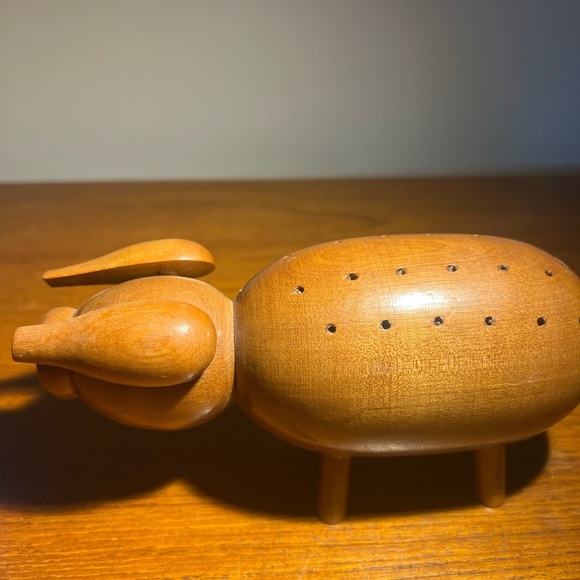 Vintage Mcm Teak? wooden pig toothpick orderve holder Japan Kitschy - Picture 9 of 12